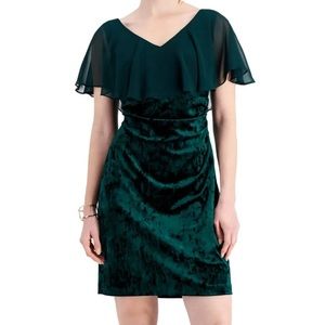 CONNECTED APPAREL Womens Green Flutter Sleeve Sheath Dress Petites 12P